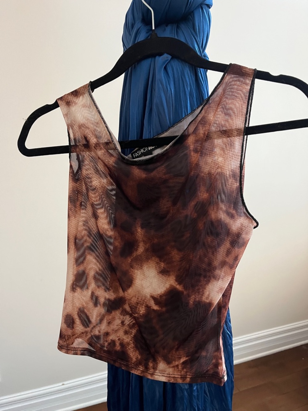 Fashion Nova Brown animal print Tie-Dye Mesh Tank